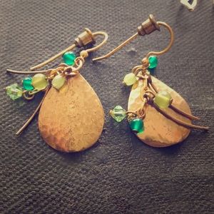 Gold and green earrings